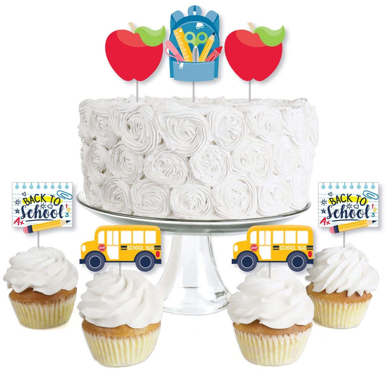Big Dot of Happiness Back to School - Dessert Cupcake Toppers - First Day of School Classroom Decorations Clear Treat Picks - Set of 24